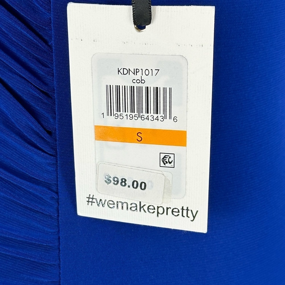 Kensie Short Sleeve Faux Wrap Side Ruched Midi Dress - Blue - size Small - Picture 11 of 13